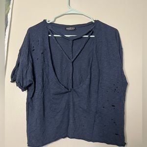 distressed navy crop top